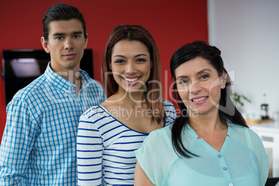 Confident executives standing in office