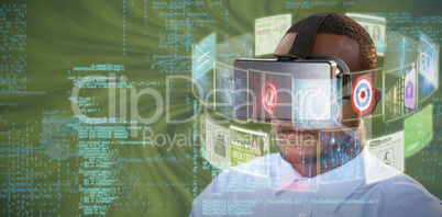 Composite image of man with virtual reality headset 3d