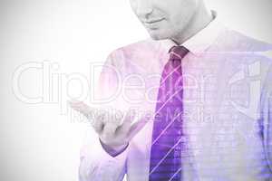 Composite image of businessman using futuristic mobile phone 3d