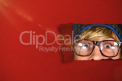 Composite image of close up of half face of hipster man 3d