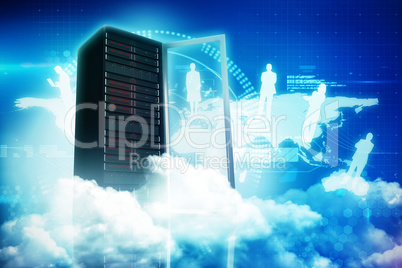 Composite image of scenic view of white fluffy clouds 3d