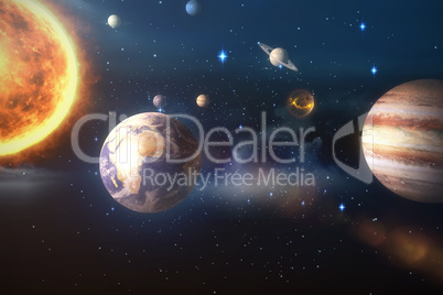 Composite image of solar system against white background 3d