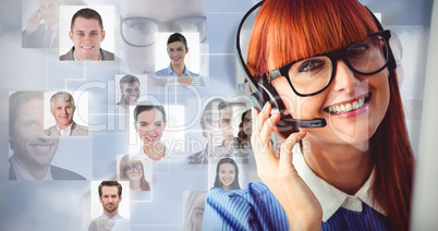 Composite image of attractive hipster woman with headset