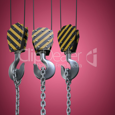 Composite image of studio shoot of a crane lifting hook