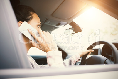 Woman driving a car