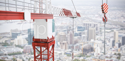 Composite image of studio shoot of a part of a crane
