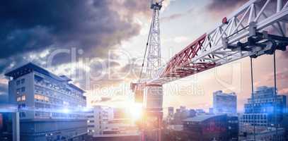 Composite image of studio shoot of a crane