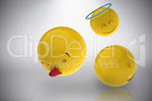 Composite image of three dimensional image of different smileys reactions 3d