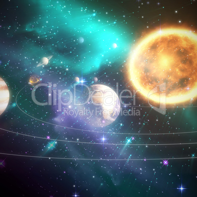 Composite image of solar system against white background 3d