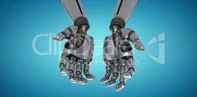 Composite image of composite image of robotic hands against white backgroun