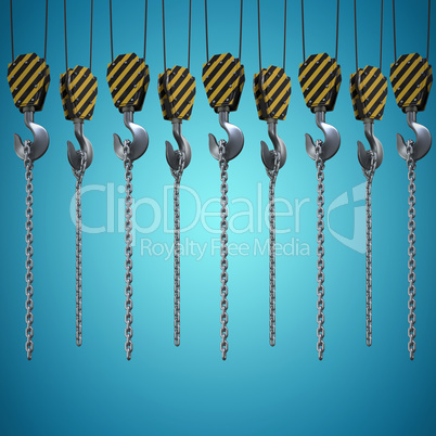 Composite image of studio shoot of a crane lifting hook