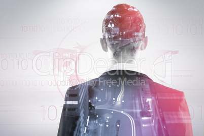 Composite image of businesswoman standing against white background 3d