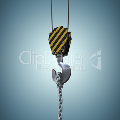 Composite image of studio shoot of a crane lifting hook