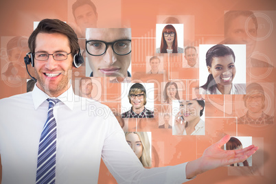 Composite image of call centre agent