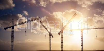 Composite image of studio shoot of a crane