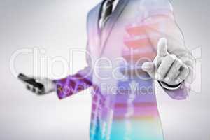 Composite image of midsection of businessman using futuristic digital screen 3d