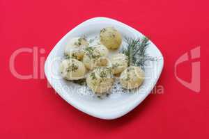 Boiled potatoes with dill