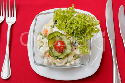 Salad with crab meat