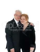 Lovely older couple embracing.