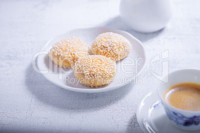 Almonds cookies with coffee