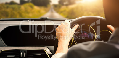 Businesswoman sitting in drivers seat