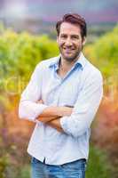 Portrait of a man with vine background