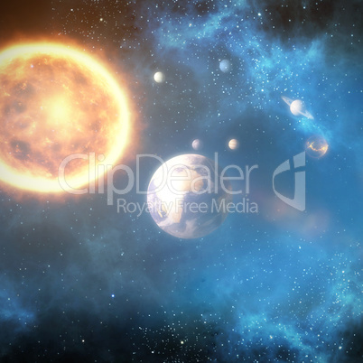 Graphic image of solar system 3d