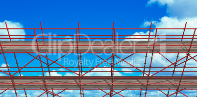 Composite image of 3d image of construction scaffolding