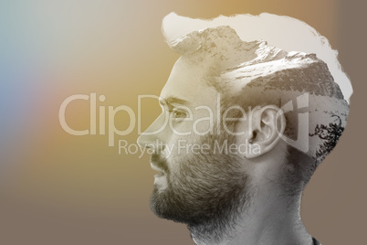 Composite image of profile of a handsome man