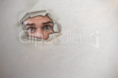 Composite image of close up of man making face 3d