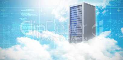 Composite image of scenic view of white fluffy clouds 3d