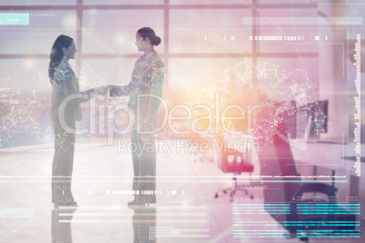 Composite image of two businesswomen shaking hands