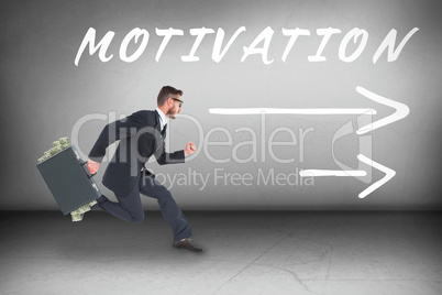 Composite image of running businessman