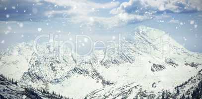 Scenic view of snowy mountains