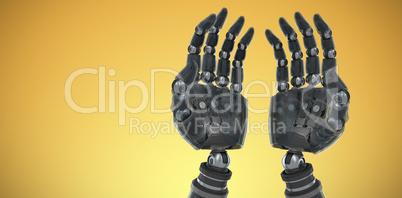 Composite image of composite image of robotic hands against white backgroun