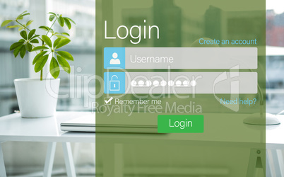 Composite image of close-up of login page