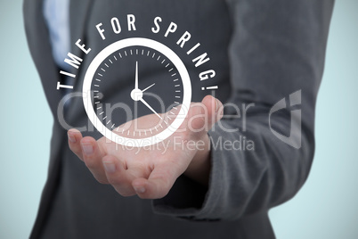 Composite image of businesswoman gesturing against white background 3d