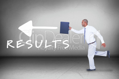 Composite image of businessman running with briefcase