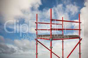 Composite image of digitally generated image of red scaffoldings 3d
