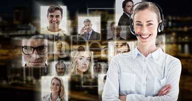Composite image of portrait of a call center executive