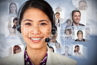 Composite image of attractive female engineer smiling at the camera