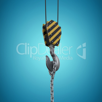 Composite image of studio shoot of a crane lifting hook