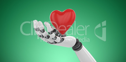 Composite image of 3d image of cyborg showing red heart shape