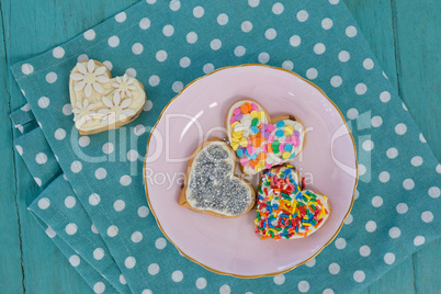 Various gingerbread cookies served in plate
