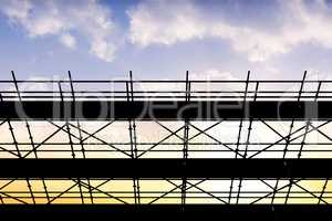 Composite image of 3d image of construction scaffolding