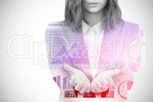 Composite image of businesswoman gesturing against white background 3d