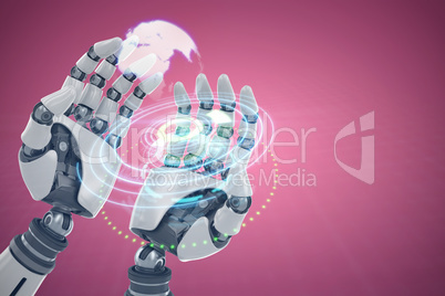 Composite image of composite image of robotic hands against white background 3d