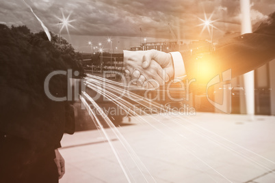 Composite image of light trails on city street