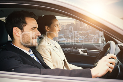 couple sitting in a car and smiling