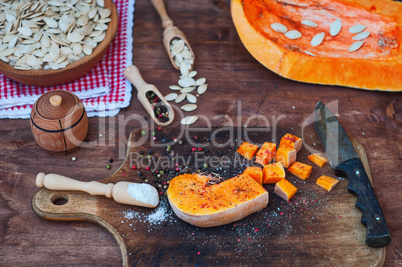 Cooking pumpkin with spices